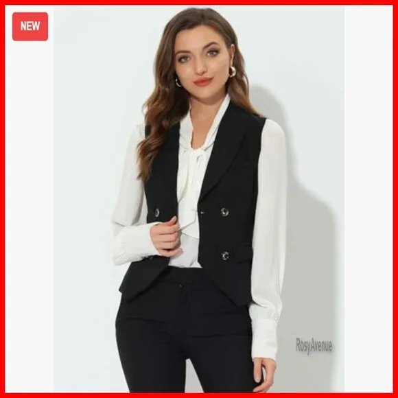 Double Breasted Suit Vest Lapel Collar Waistcoat Business Formal - Picture 3 of 6